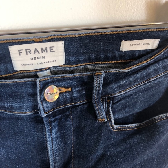 FRAME Le High Skinny Staggered Hem Baisley Jean 27 - Picture 2 of 7